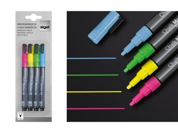 Filzstift Sigel Kreidemarker 20 1-2mm 4er Set