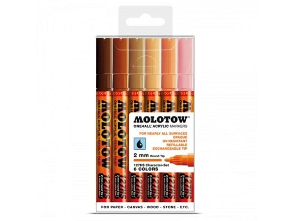 Filzstift Molotow One4all 127HS 6er Set Character, 2mm rund