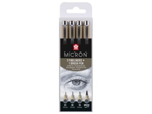 Filzstift Sakura Pigma Micron Set 4er kaltgrau