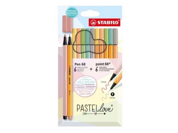 Filzstift Stabilo Pen 68 und Point 88 Set Pastel Love 12er Etui