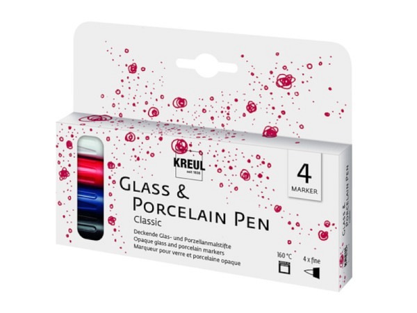 Filzstift Kreul Glass und Porcelain Pen Classic fine 4er Set