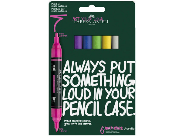 Filzstift Faber-Castell Multimark Acrylic 6er Set Vibrant