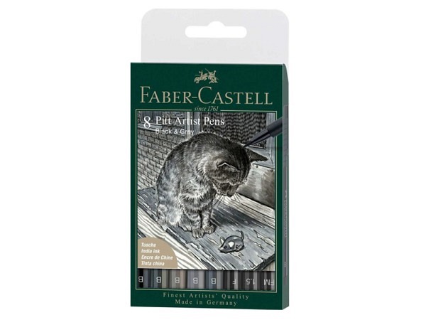 Filzstift Faber-Castell Pitt Artist Pen Brush 8er Set Black & Gray
