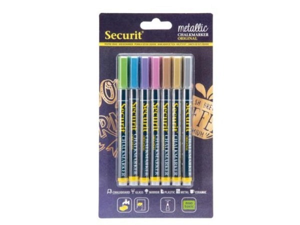 Filzstift Securit Kreidemarker SMA100 Set Metallic 7 Farben