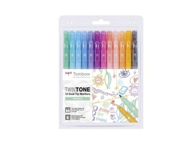 Filzstift Tombow TwinTone Pastel Colors 12er Set