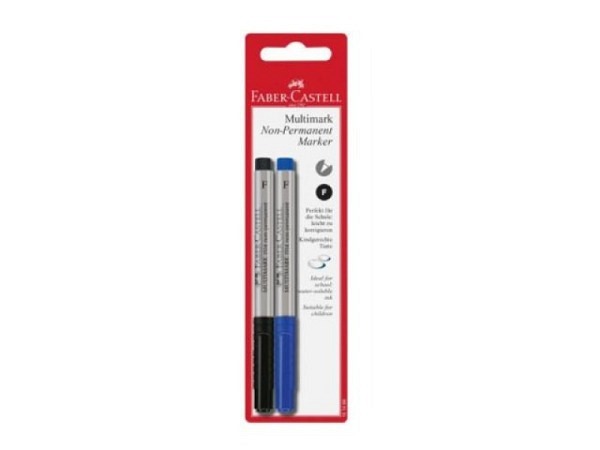 Filzstift Faber-Castell Multimarker non-permanent F 2er Set blau und schwarz,