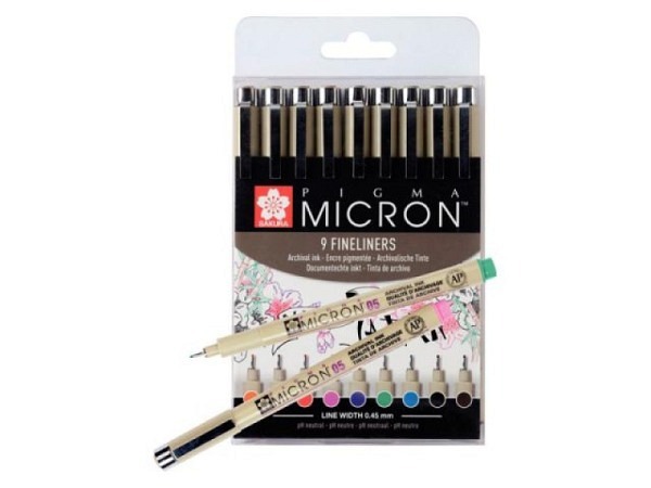 Filzstift Sakura Pigma Micron 05 Set 9er farbig