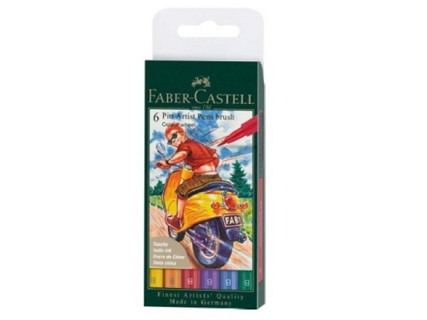 Filzstift Faber-Castell Pitt Artist Pen Brush 6er Set  Colour wheel