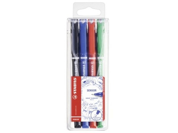 Filzstift Stabilo Sensor 189 4er Set (schwarz,rot,blau,grün) 0,3mm