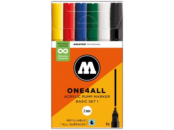 Filzstift Molotow One4all 6er Set Basic, 2mm rund