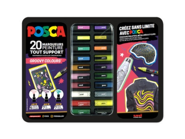 Filzstift Uniball Posca Set 20er Box GROOVY COLOURS