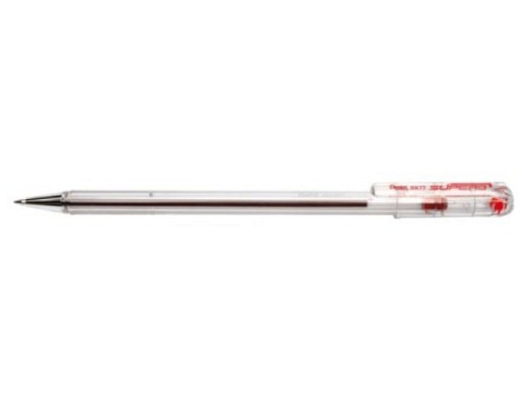 Kugelschreiber Pentel Superb rot BK77-b mit transp. Schaft