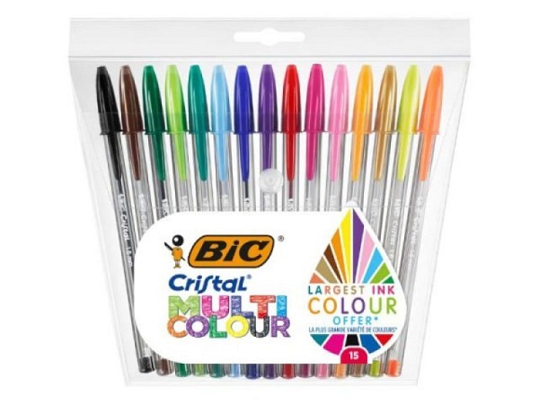 Kugelschreiber Bic Cristall mit Deckel Set Multicolour 15 Stk.