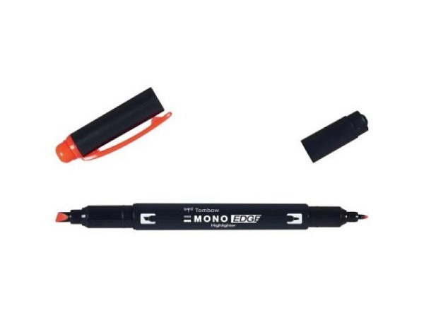 Leuchtstift Tombow Mono Edge mit Doppelspitze koralle orange
