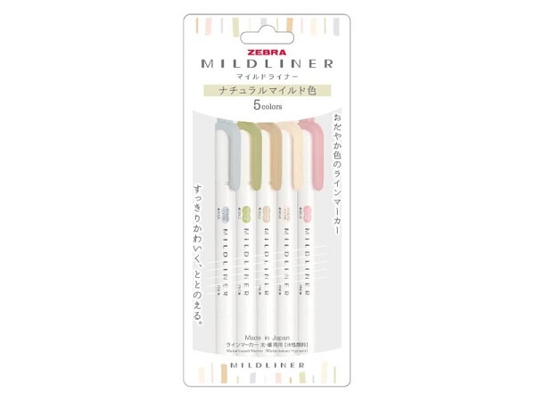 Leuchtstift Zebra Mildliner Double Mild 5er Set Natural Colors
