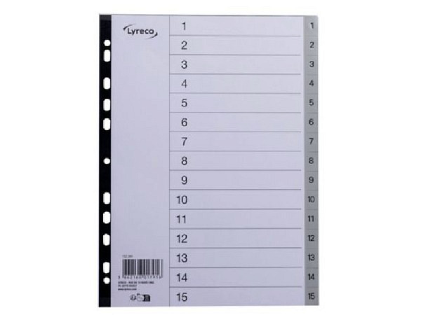 Register Lyreco Kunststoff grau 1-15 A4