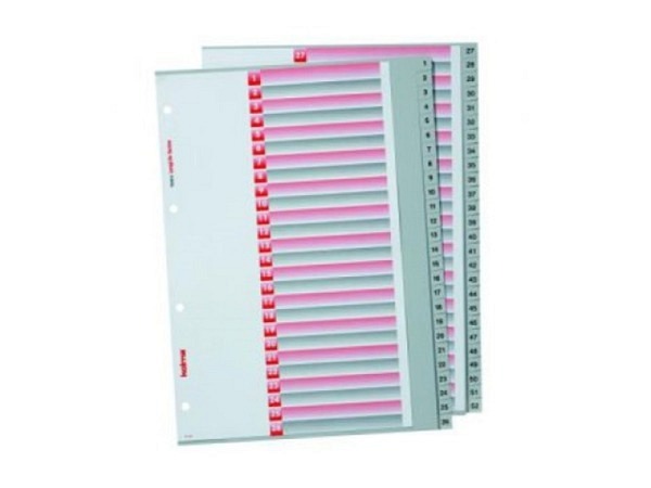 Register Kolma Kunststoff grau Longlife A4 1-52