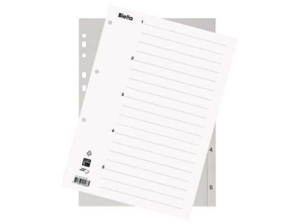 Register Biella Kunststoff grau A4 1-5