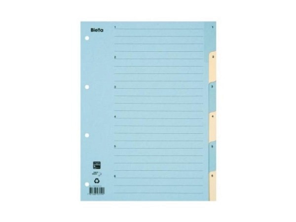 Register Biella Karton gelb/blau A4 1-6