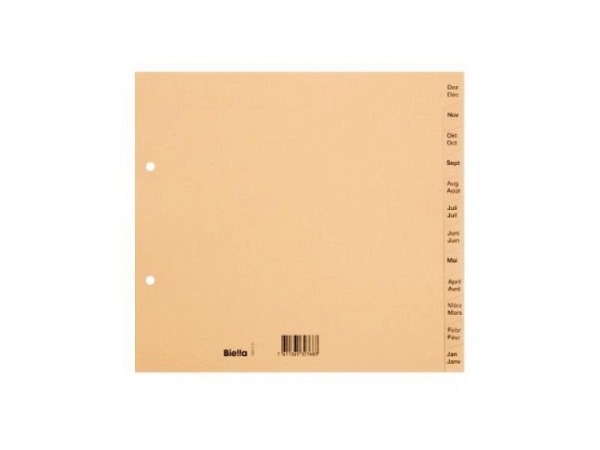 Register Biella Karton braun A4 teildeckend Dezember-Januar