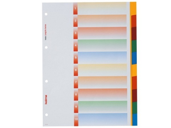Register Kolma Kunststoff farbig Longlife A4 10tlg. Blanko