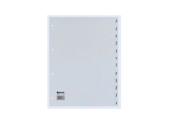 Register Hetzel Kunststoff grau Dez-Jan  A4 256585