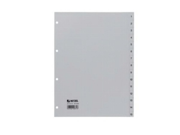 Register Hetzel Kunststoff grau 1-15 A4 256154