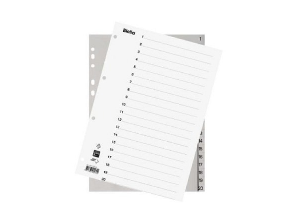 Register Biella Kunststoff grau A4 1-20