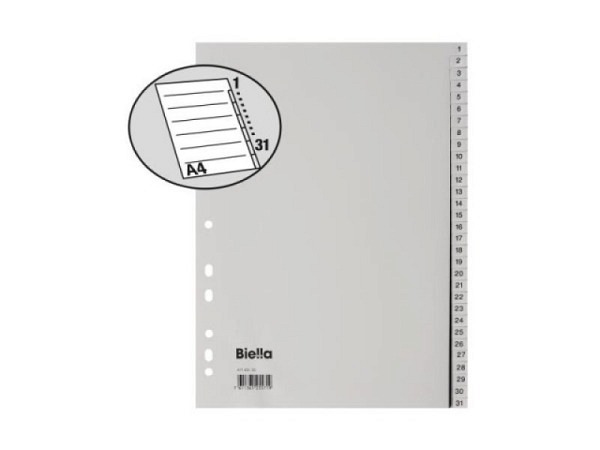 Register Biella Kunststoff grau A4 1-31