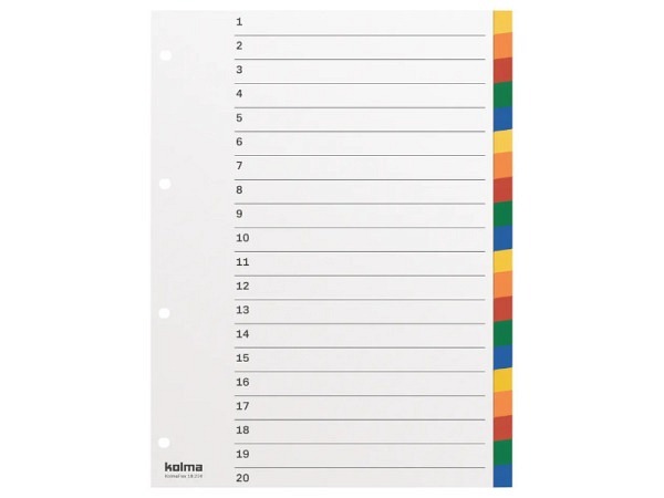 Register Kolma Kunststoff farbig Kolmaflex A4 20-teilig