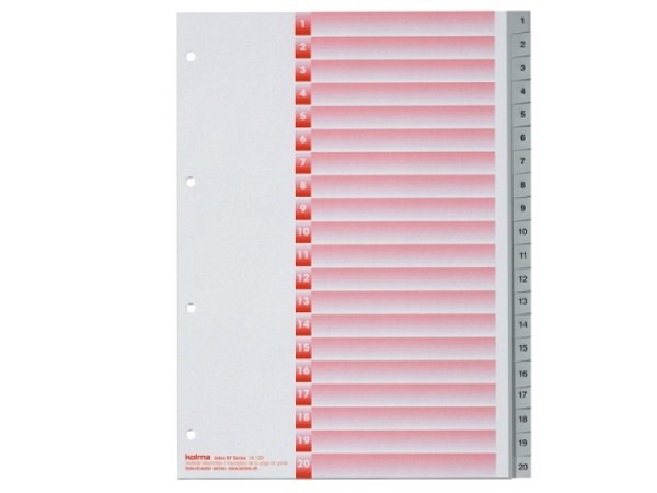 Register Kolma Kunststoff grau Kolmaflex A4 1-20 schwarz bes