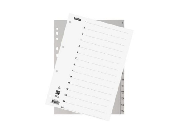 Register Biella Kunststoff grau A4 1-15