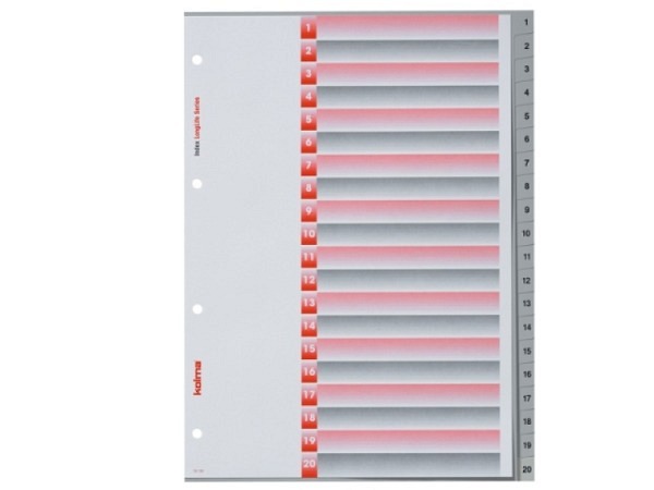 Register Kolma Kunststoff grau Longlife A4 1-20 schwarz