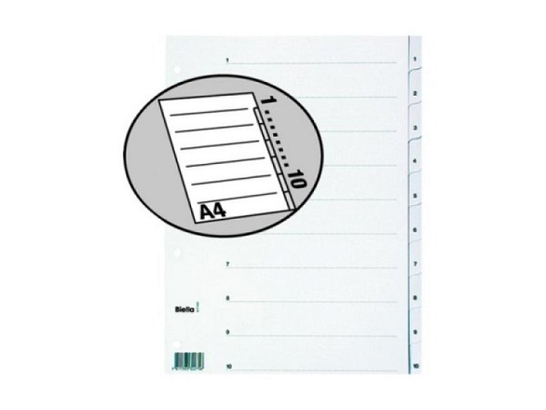 Register Biella Karton weiss A4 1-10