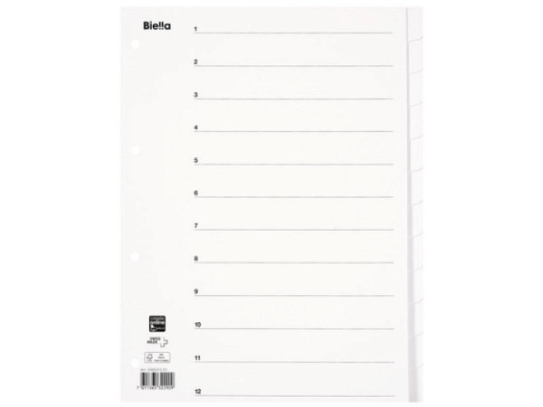 Register Biella Karton weiss A4 12tlg blanko