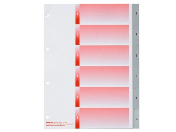 Register Kolma Kunststoff grau Kolmaflex A4 1-6 schwarz bes
