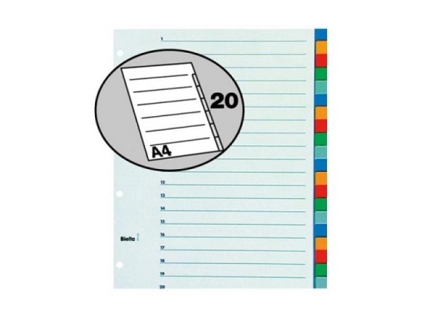 Register Biella XL Kunststoff farbig A4 übergross 20tlg,