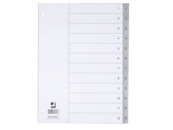 Register Connect grau A4, Kunststoff 12teilig, 4-Lock inkl. Beschriftungsetiketten