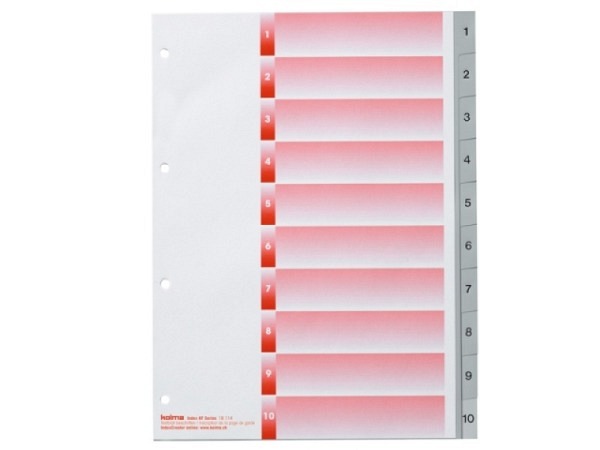 Register Kolma XL Kunststoff grau Kolmaflex A4 1-10