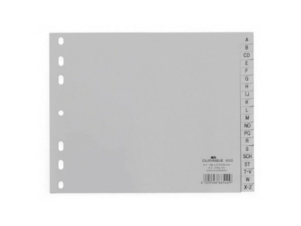 Register Durable Kunststoff grau teildeckend für A4 A-Z 