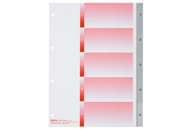 Register Kolma Kunststoff grau Kolmaflex A4 1-5 schwarz bes