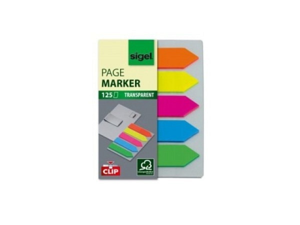 Sigel Haftmarker Pfeil mit Clip ass., 5 Farben, transparent