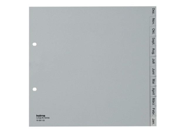 Register Kolma Kunststoff weiss Longlife A4 Dezember-Januar