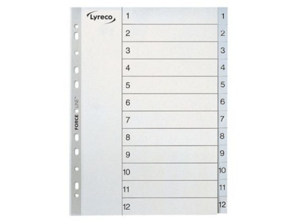 Register Lyreco Kunststoff grau 1-12 