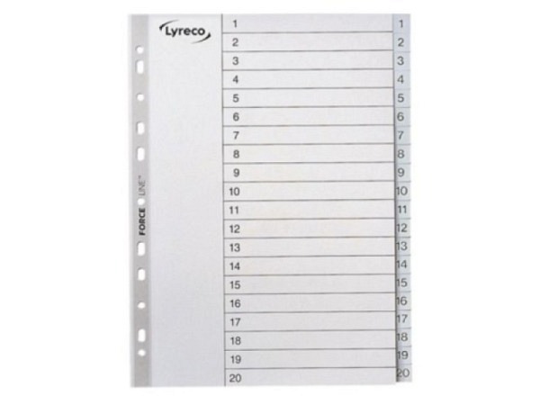 Register Lyreco Kunststoff grau 1-20