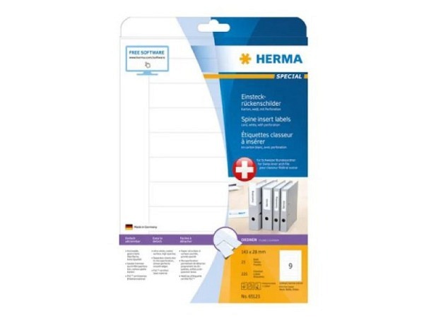Rückenschilder Herma 28x143mm, weiss, 25 Blatt