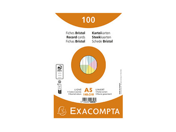Karteikarten Exacompta A5 liniert farbig assorti..