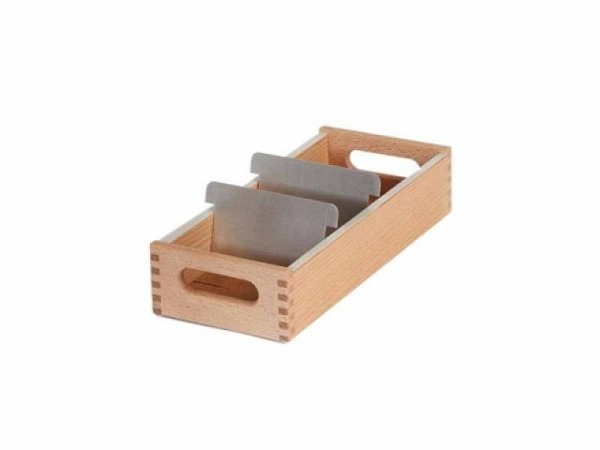 Karteikasten Holz A7 quer 20cm tief, mit 2 Schwenkplatten