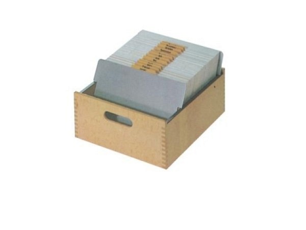 Karteikasten Holz A5 quer 30cm tief, mit 2 Schwenkplatten