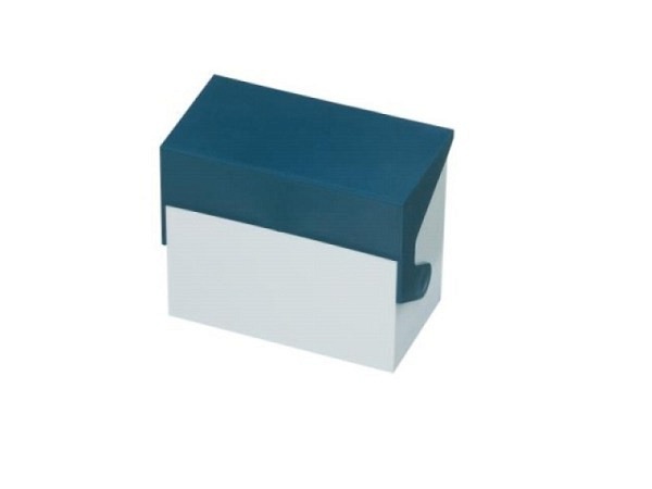 Karteikasten Styro A6 mit Klappdeckel blau/weiss